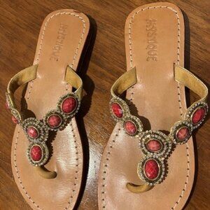 Mystique Pink Crystal Embellished And Gold Toned Beads Sandal- Size 8